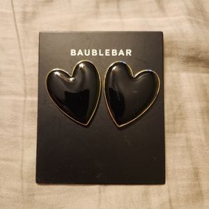 BaubleBar Large Black Heart Earrings